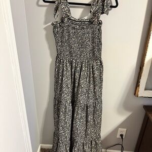 Floral Print Dress with Tie Straps